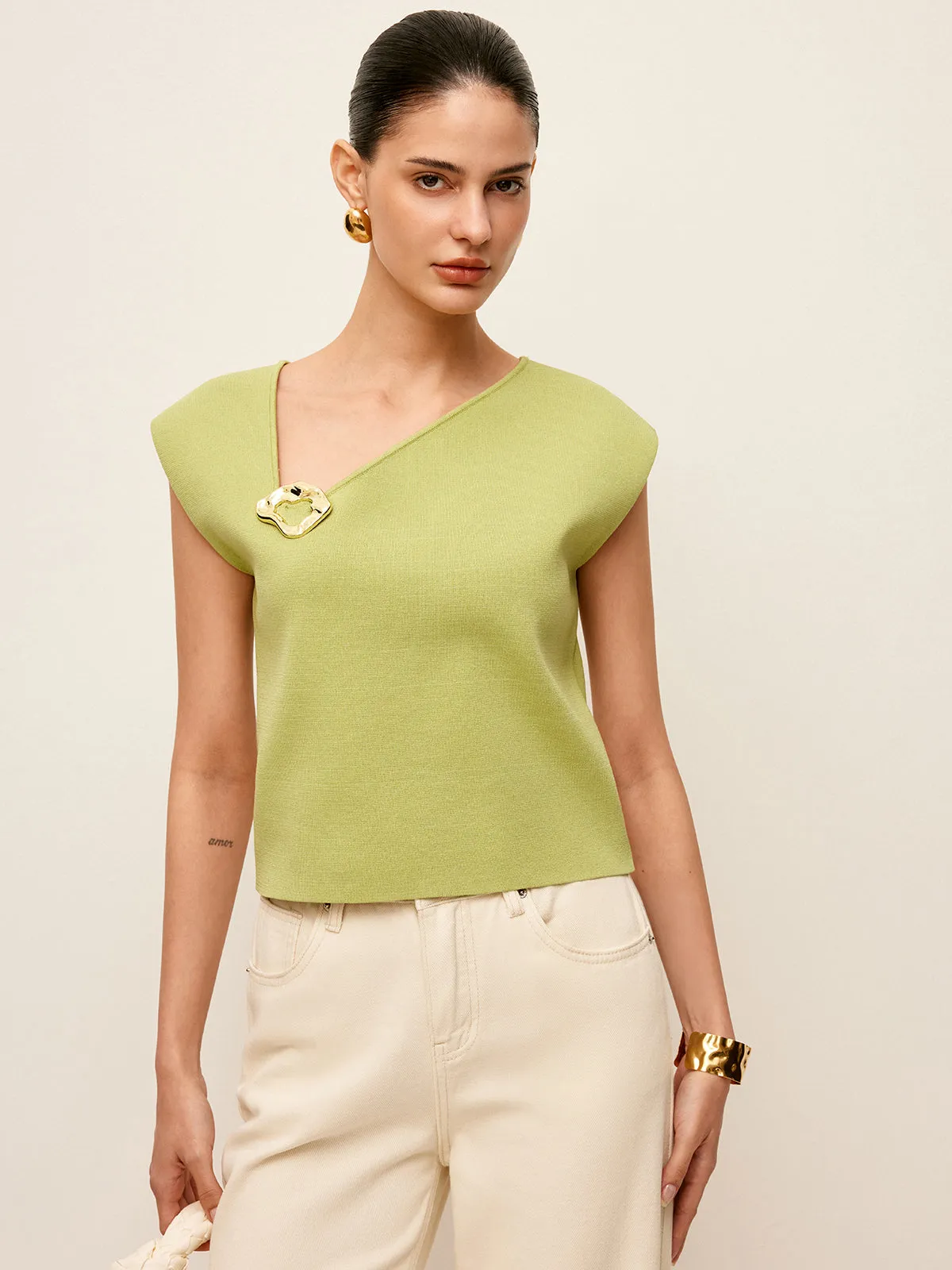 Metal Detail Knit Top