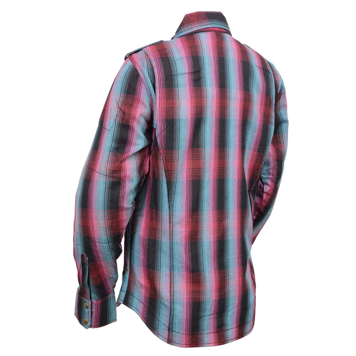 MPL2603 Women’s Plaid Flannel Biker Shirt with CE Approved Armor - Reinforced w/ Aramid Fiber