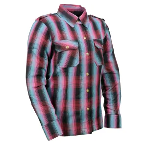 MPL2603 Women’s Plaid Flannel Biker Shirt with CE Approved Armor - Reinforced w/ Aramid Fiber