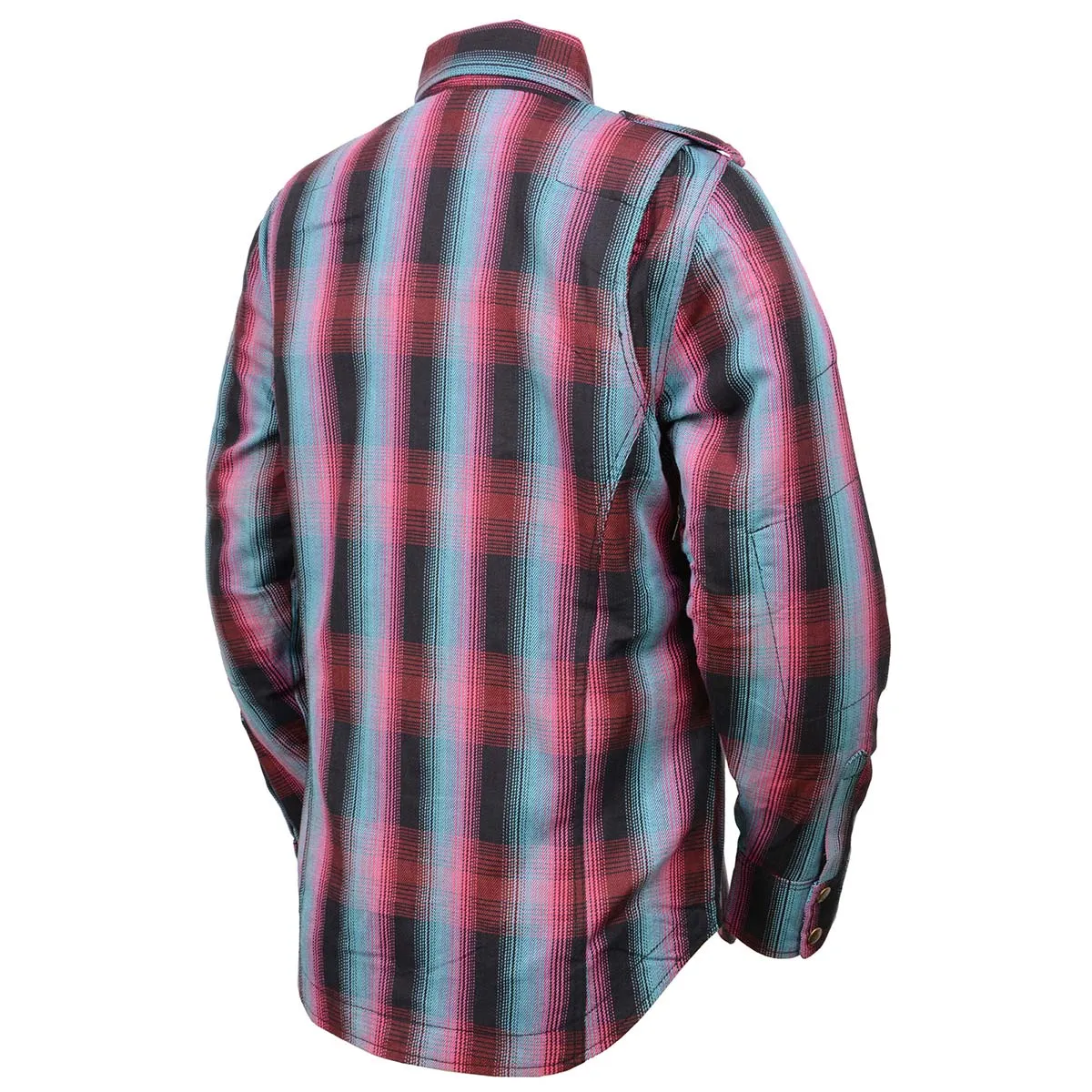 MPL2603 Women’s Plaid Flannel Biker Shirt with CE Approved Armor - Reinforced w/ Aramid Fiber