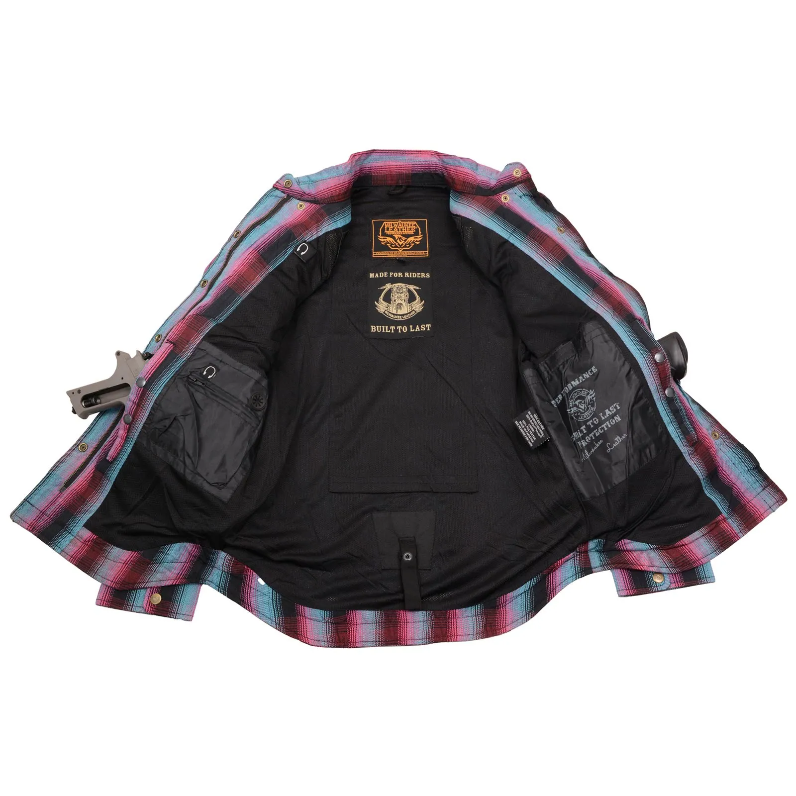 MPL2603 Women’s Plaid Flannel Biker Shirt with CE Approved Armor - Reinforced w/ Aramid Fiber