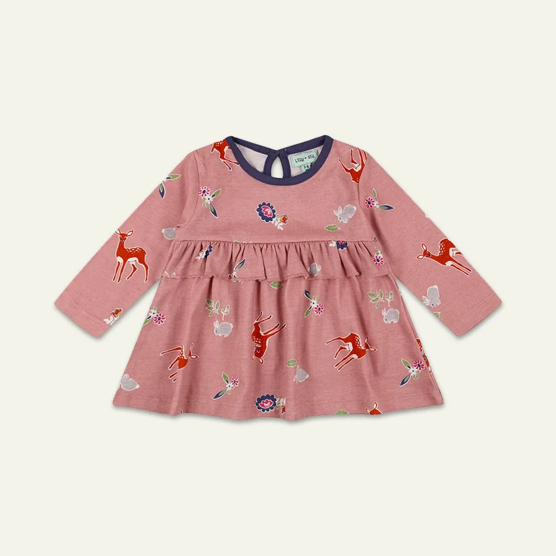 Multicoloured Deer Print Dress And Legging Set