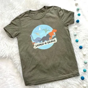 Multicoloured Personalised Dinosaur Kids T Shirt
