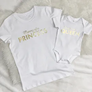 Mummy Of A Princess Daughter Of A Queen T Shirt Set