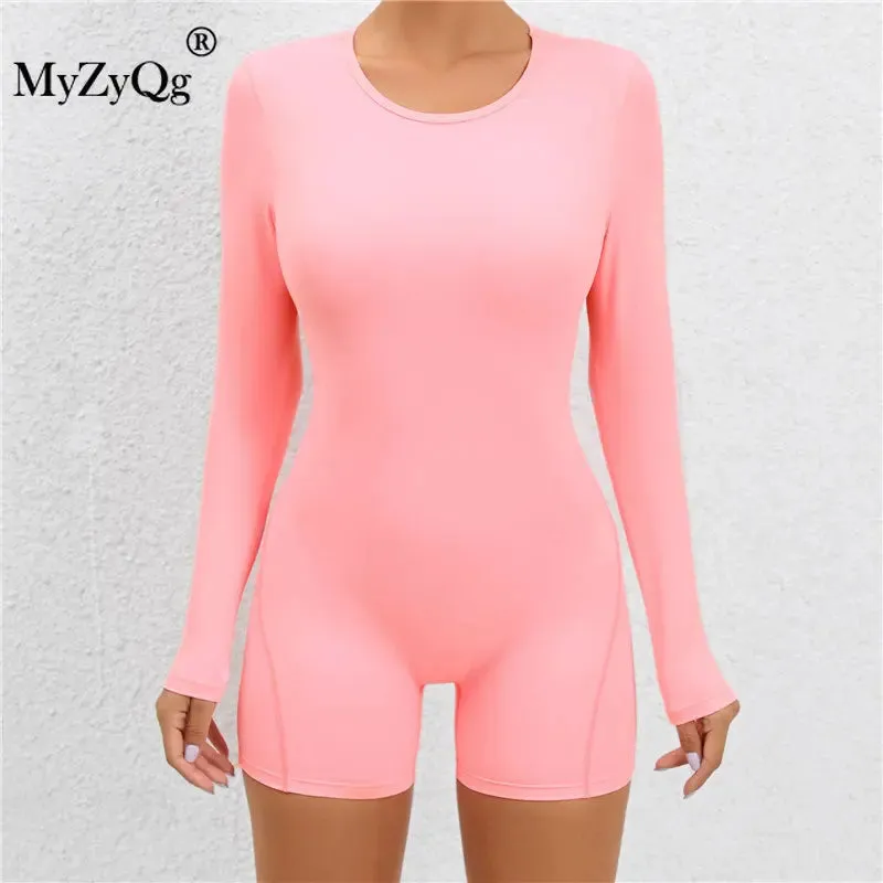 MyZyQg Women Sexy Backless Tight One-piece Dress Playsuits Without Pads High Elastic Sports Beauty Back Yoga Fitness Jumpsuit