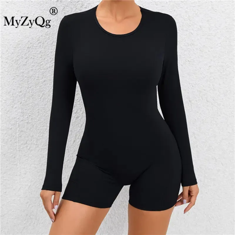 MyZyQg Women Sexy Backless Tight One-piece Dress Playsuits Without Pads High Elastic Sports Beauty Back Yoga Fitness Jumpsuit