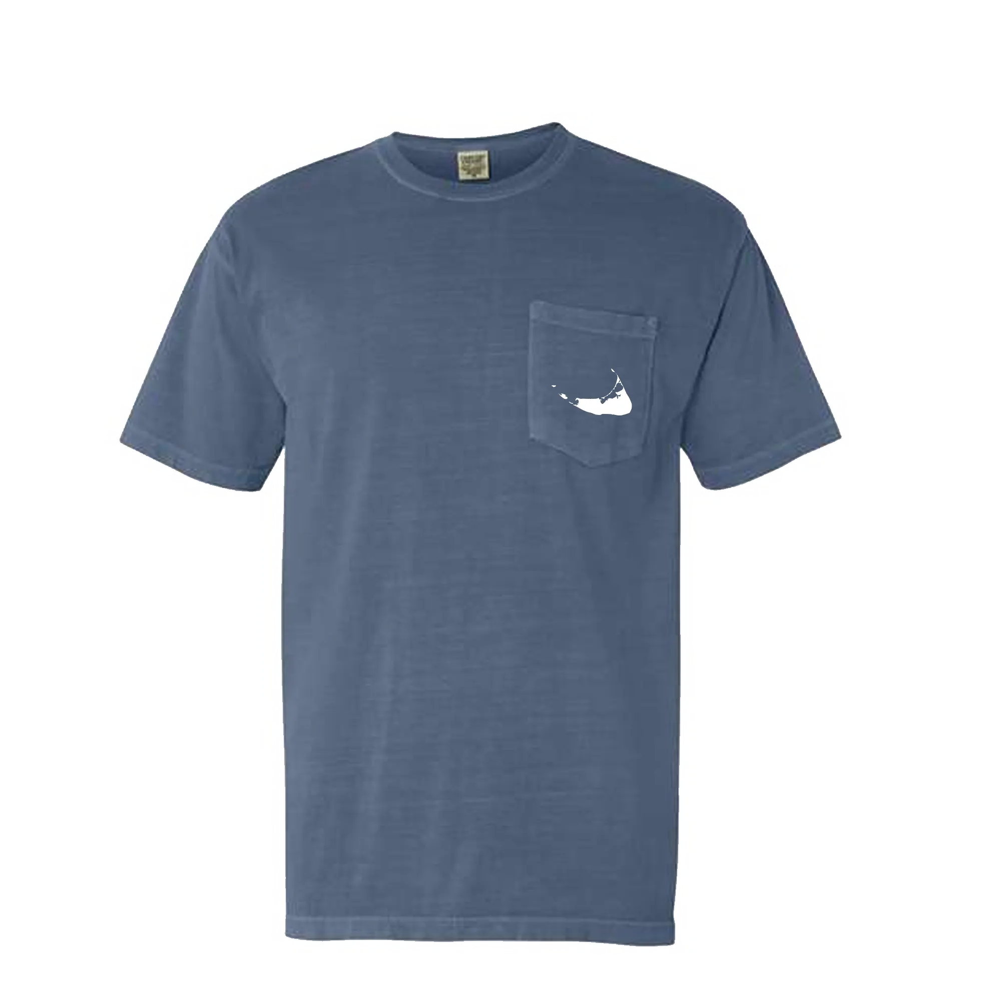 Nantucket Island Pocket Tee (Jean Blue, White)