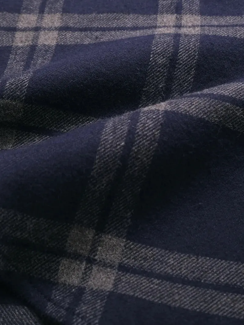 Navy Windowpane Flannel Shirt