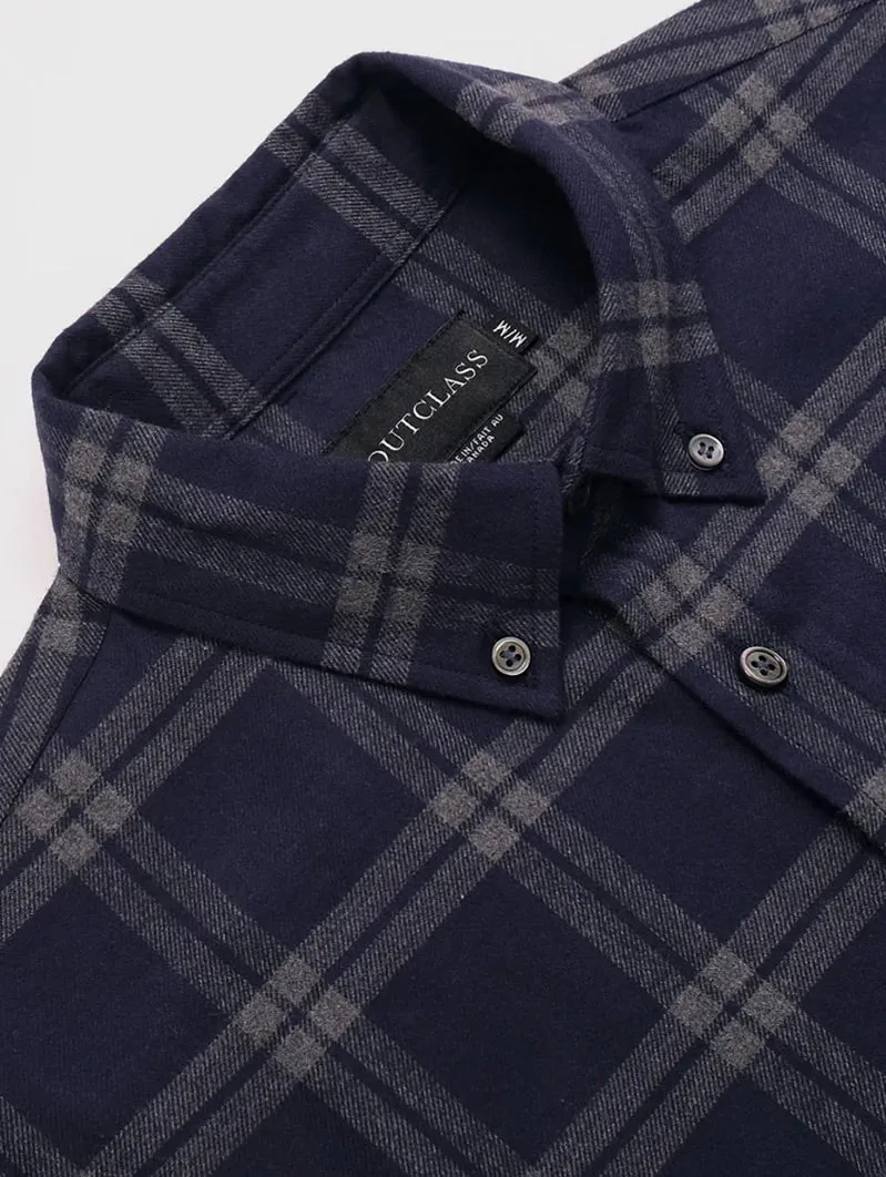 Navy Windowpane Flannel Shirt