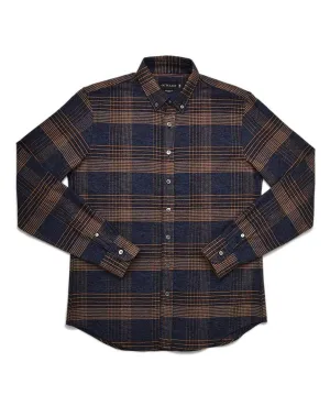 Navy/Camel Glencheck Flannel Shirt