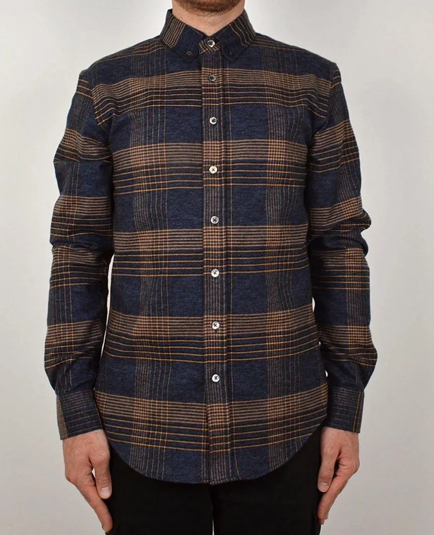 Navy/Camel Glencheck Flannel Shirt