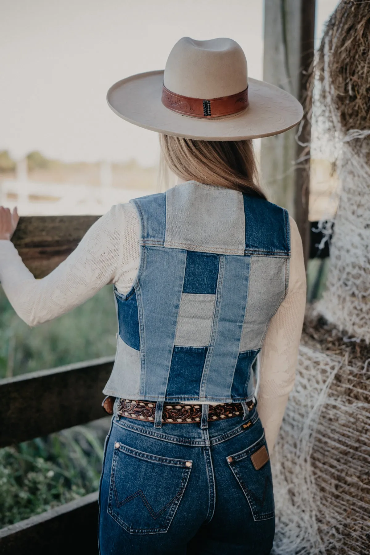 'Neon Diamonds' Wrangler x Lainey Patchwork Denim Vest (S-XL)