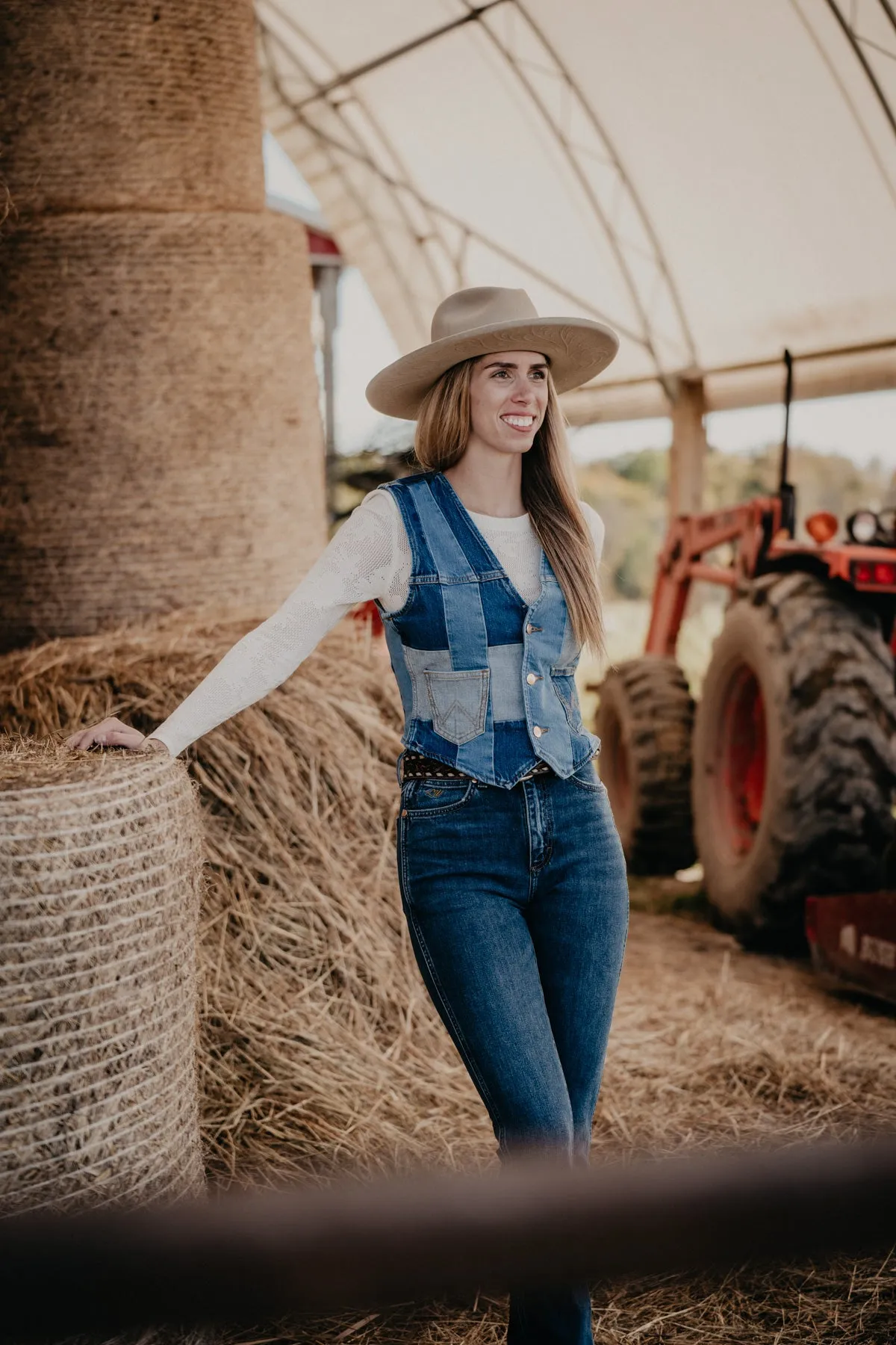 'Neon Diamonds' Wrangler x Lainey Patchwork Denim Vest (S-XL)