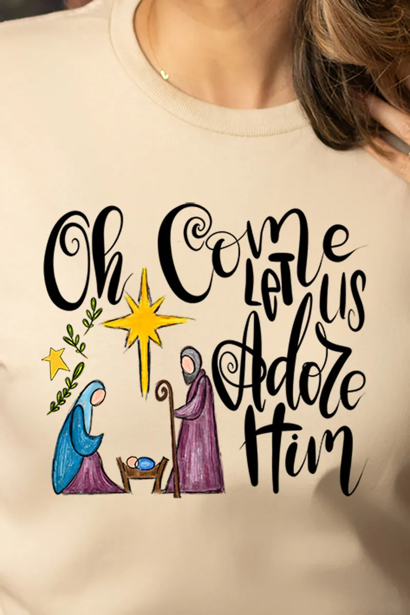 Oh Come Let Us Adore Him Short Sleeve Relaxed Fit T-Shirt