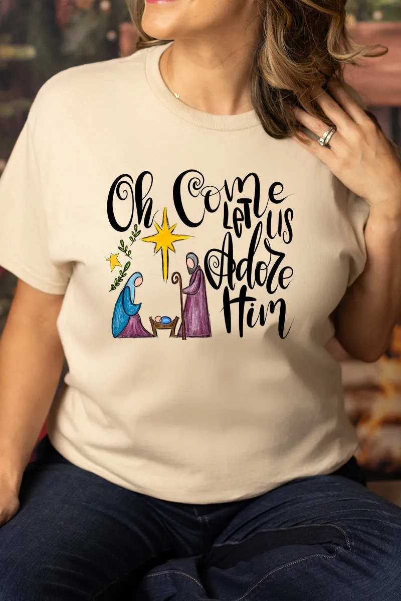 Oh Come Let Us Adore Him Short Sleeve Relaxed Fit T-Shirt