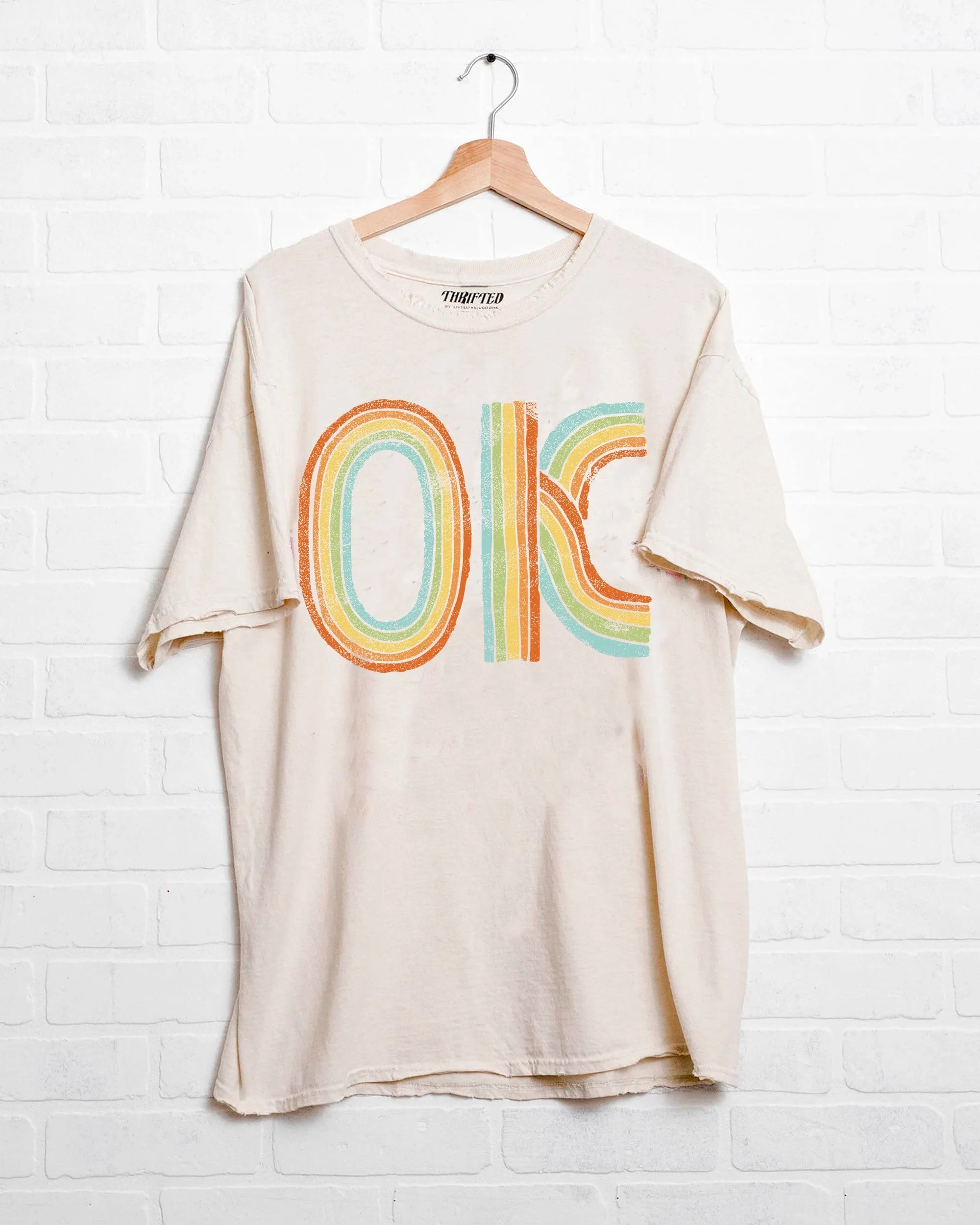 OK Oklahoma Promise Off White Thrifted Tee (FINAL SALE)