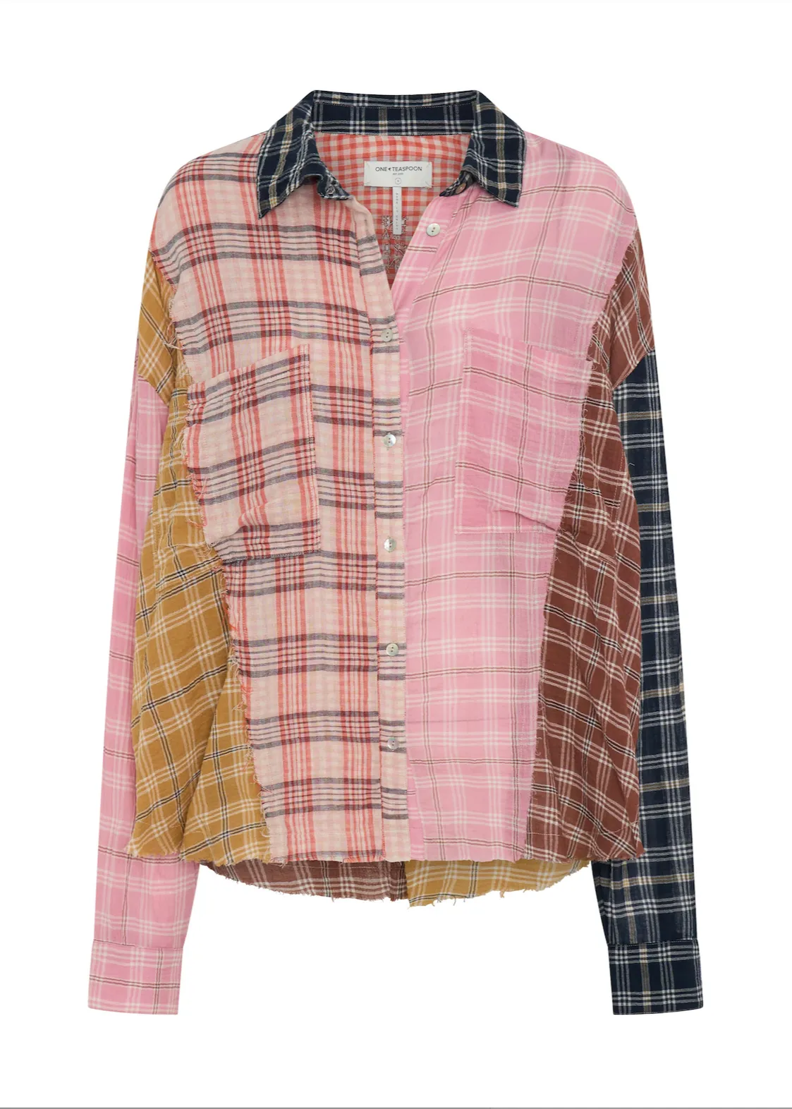 ONE TEASPOON Panelled Flannel Oversized Shirt - Multi