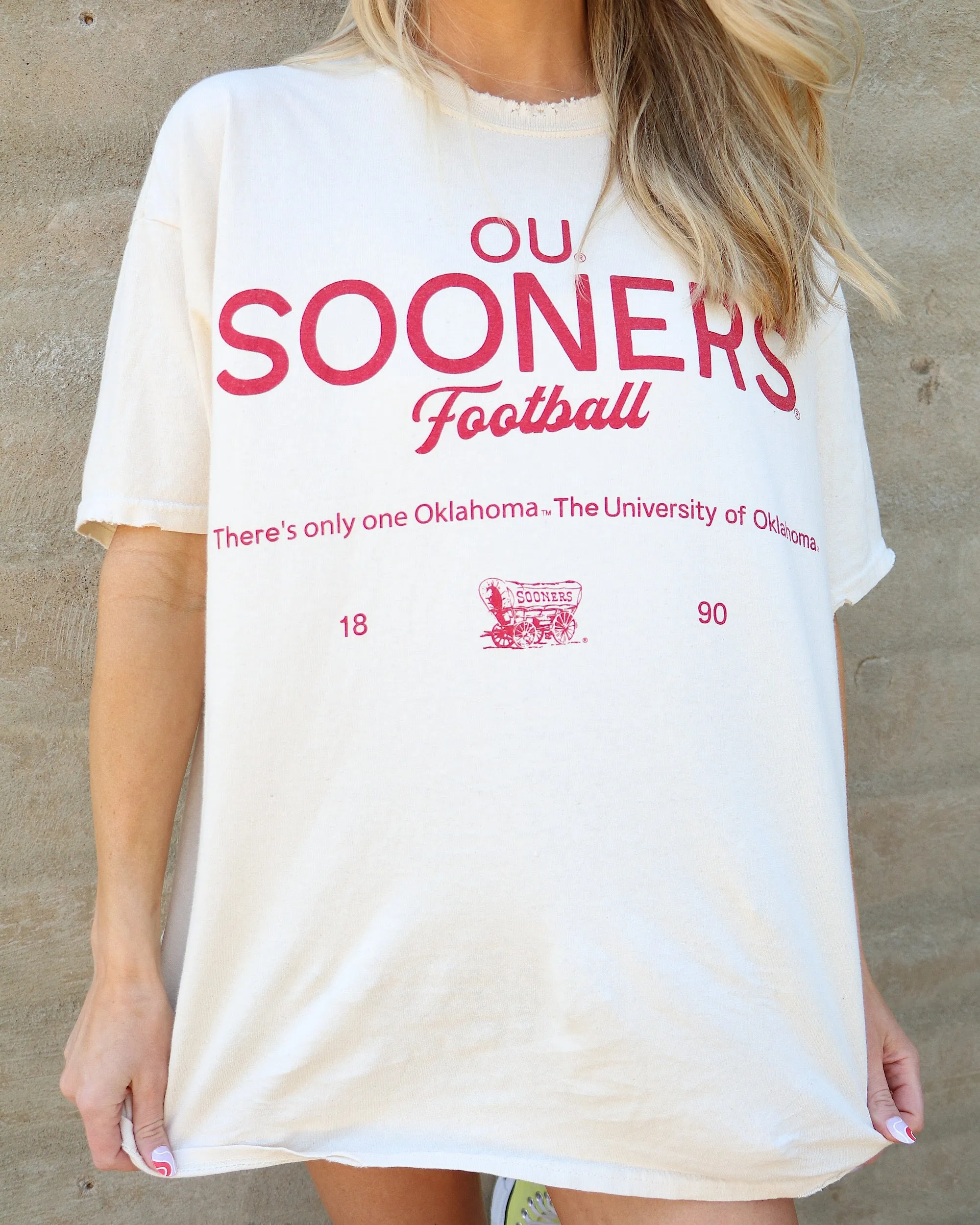 OU Sooners Shot Off Off White Thrifted Tee