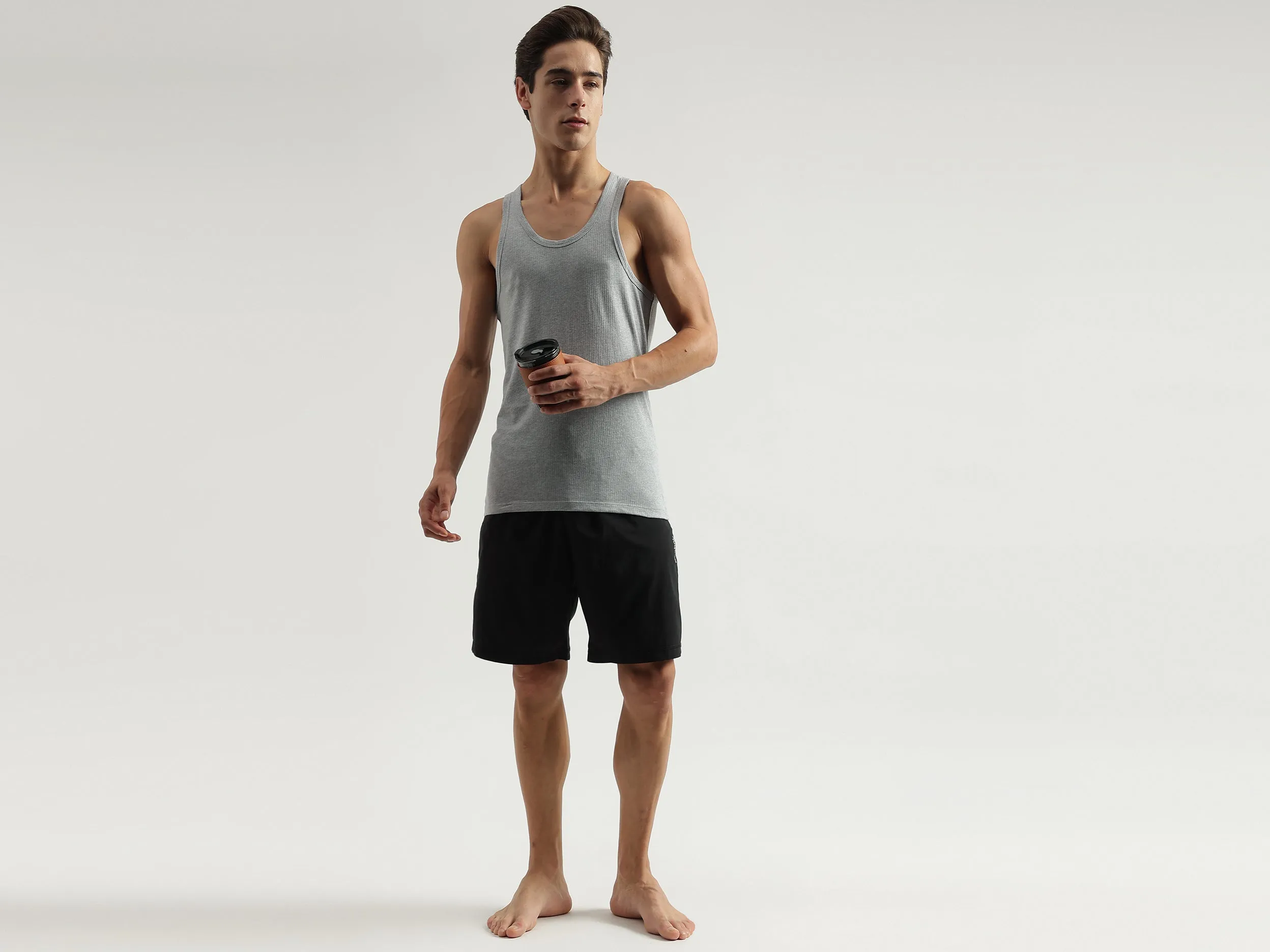 Pack of 3 Regular Fit Round Neck Solid Colour Vest