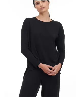 Paper Label Black Relaxed Long Sleeve Tee
