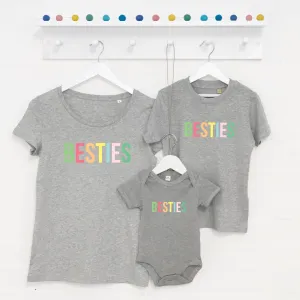 Pastel Besties Mum And Children T Shirt Set Of Three