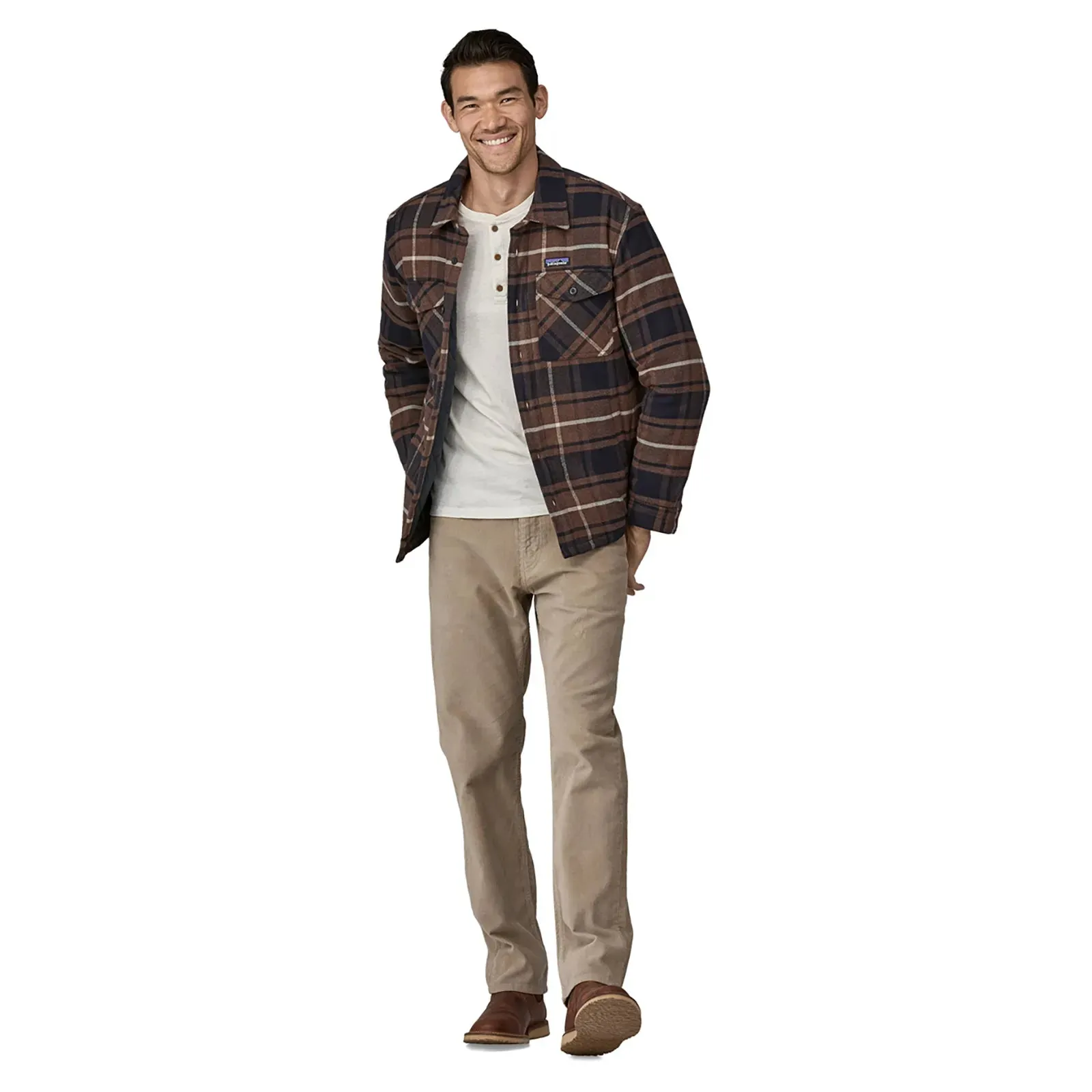 Patagonia Men's Lightweight Insulated Fjord Flannel Shirt - Outdoor/Molasses Brown