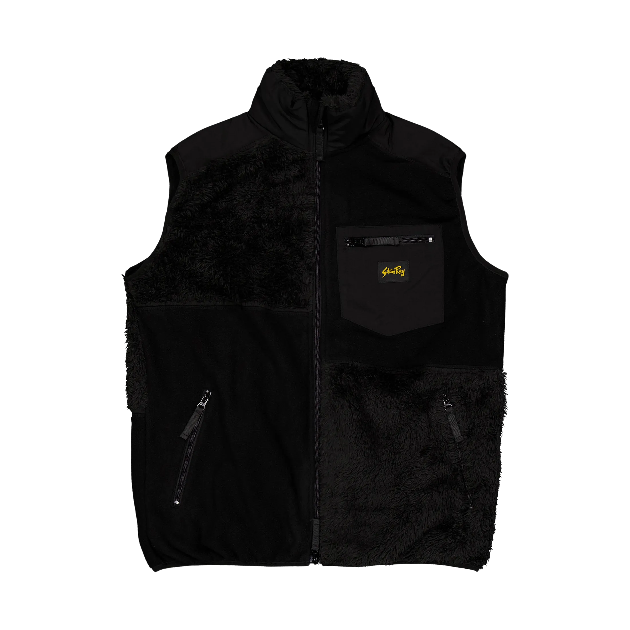 Patchwork Fleece Vest Black