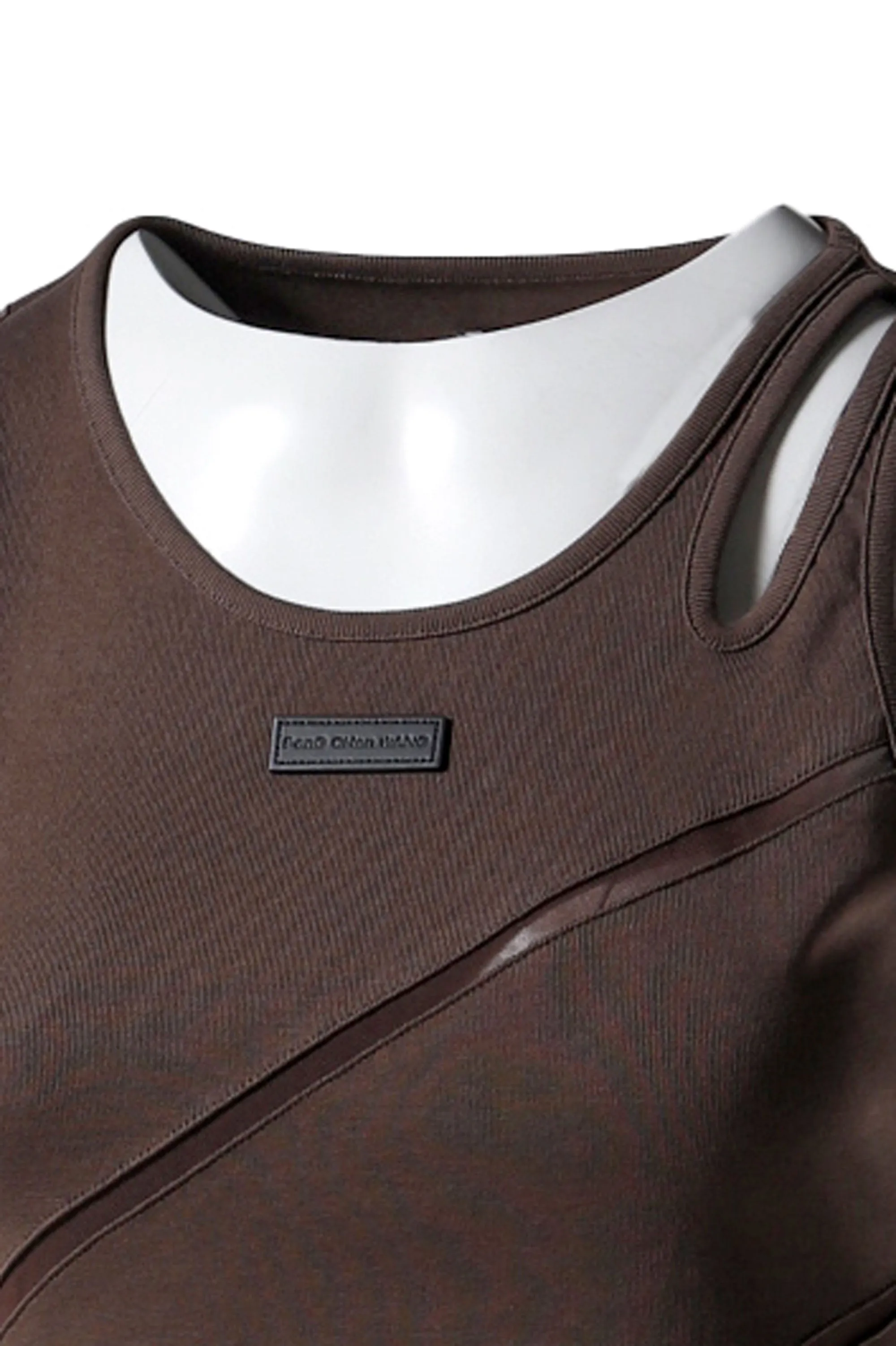 PATCHWORK VEST / DARK BROWN