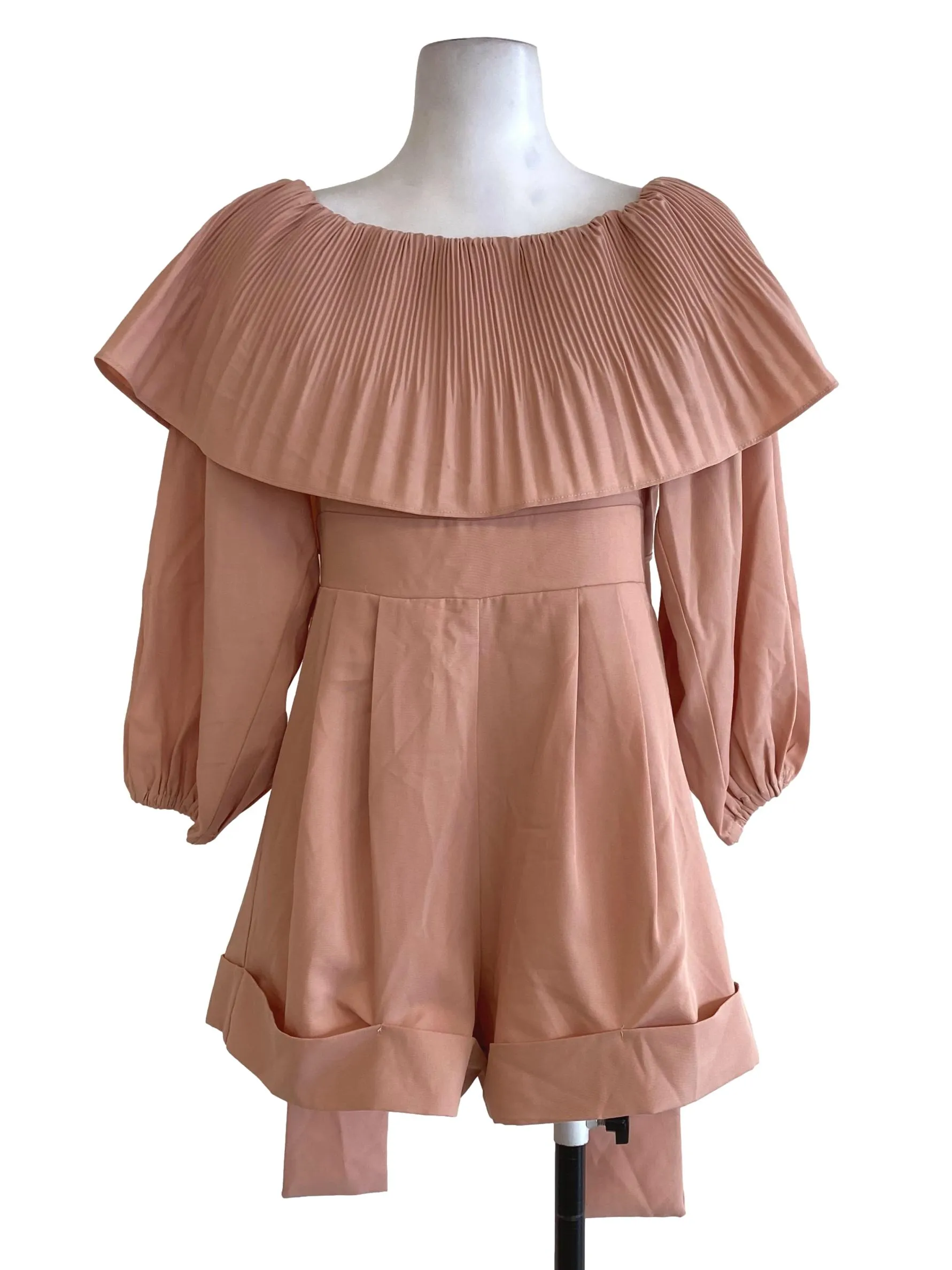Peach Pleated Romper