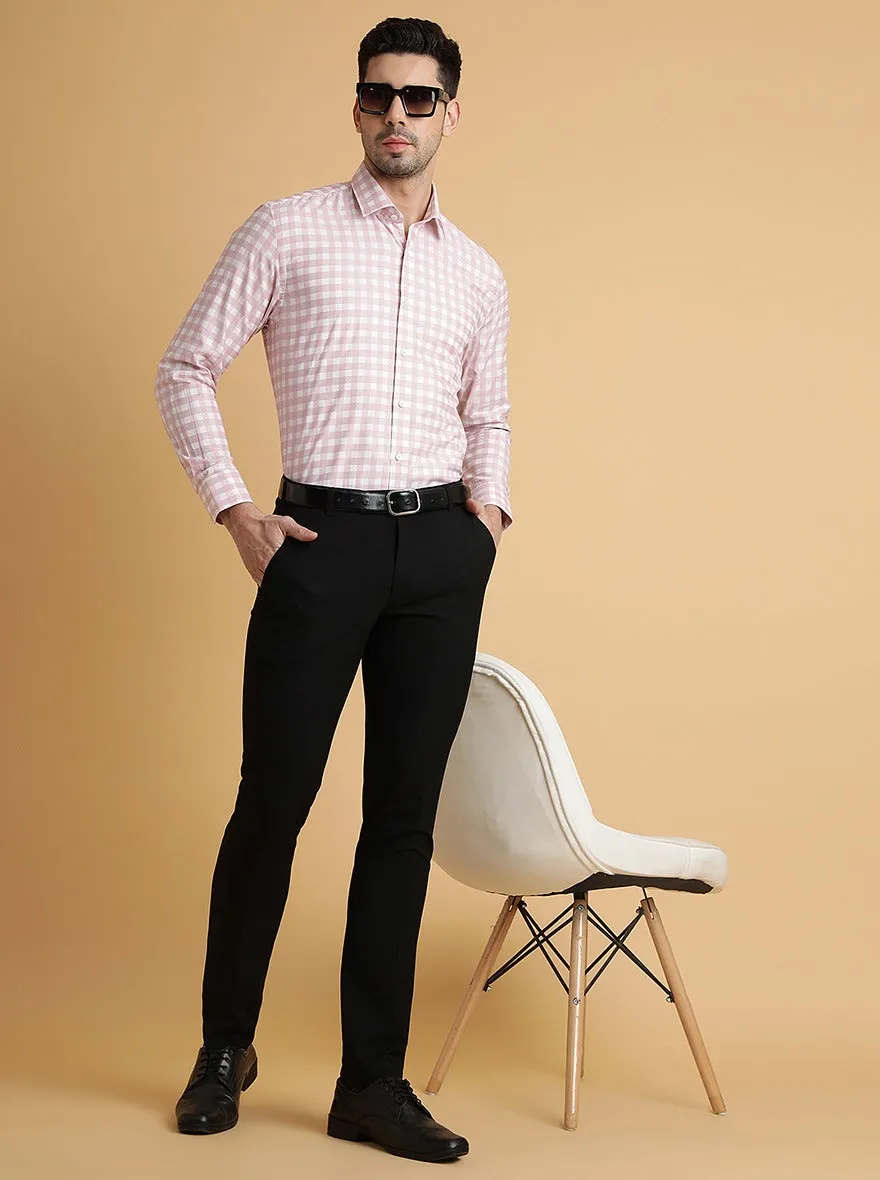 Pink Checked Regular Fit Formal Shirt | JadeBlue