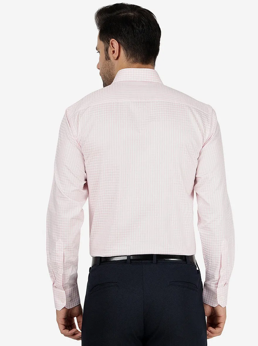 Pink Checked Regular Fit Formal Shirt | JadeBlue