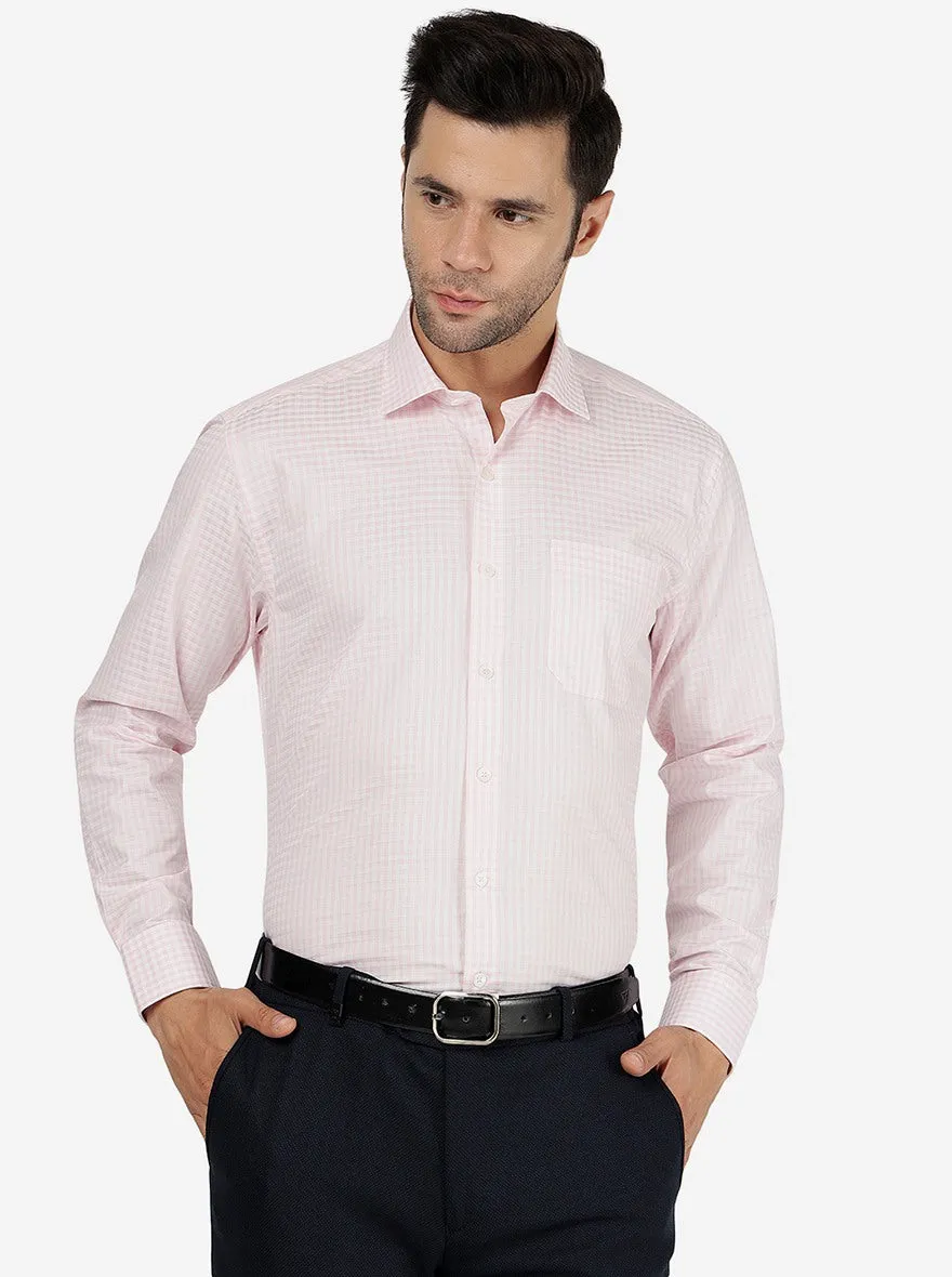 Pink Checked Regular Fit Formal Shirt | JadeBlue
