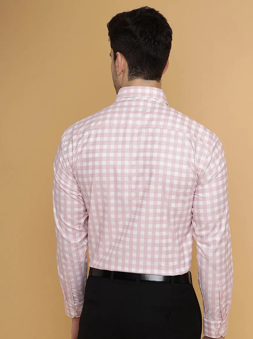 Pink Checked Regular Fit Formal Shirt | JadeBlue