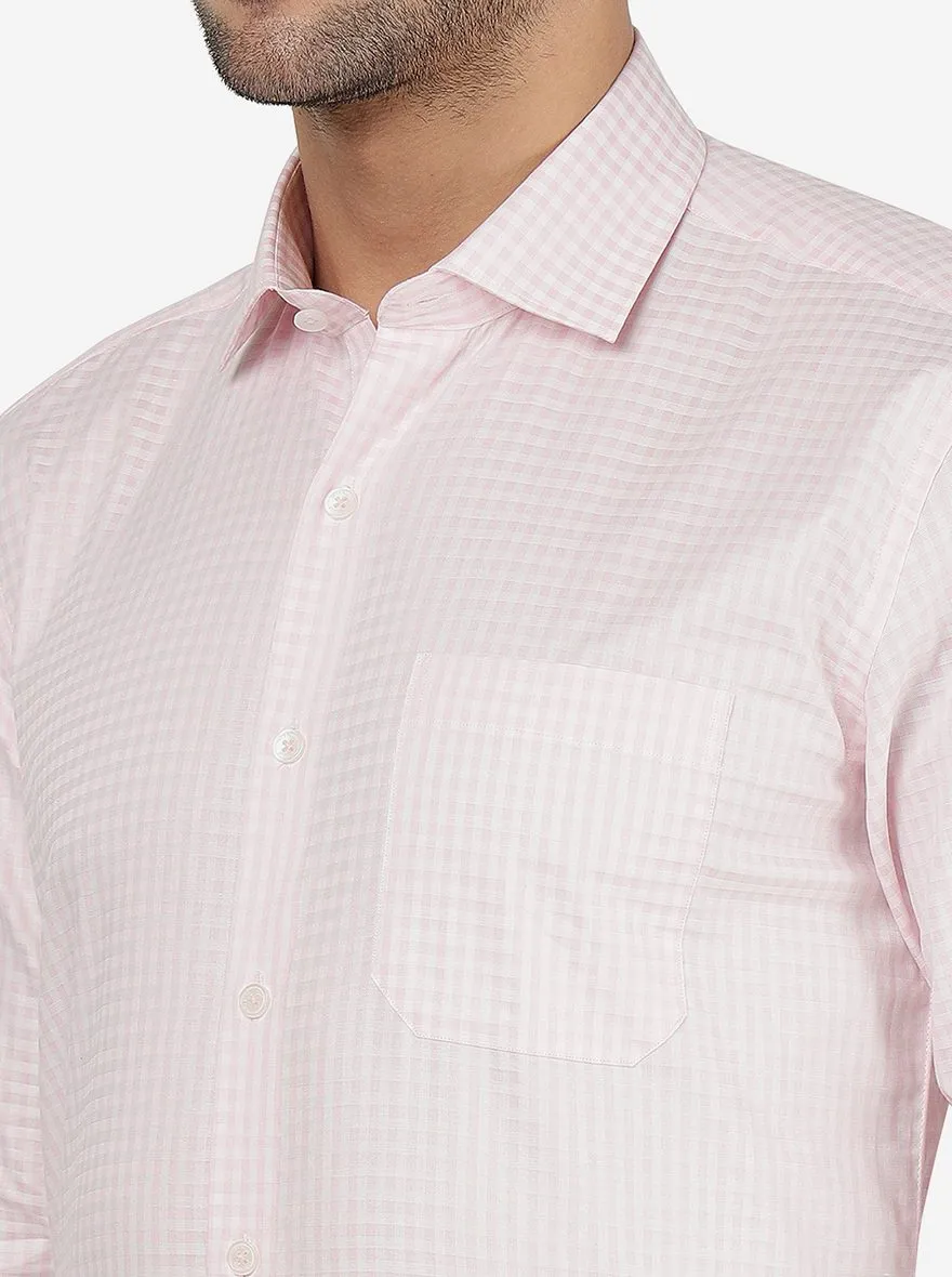 Pink Checked Regular Fit Formal Shirt | JadeBlue