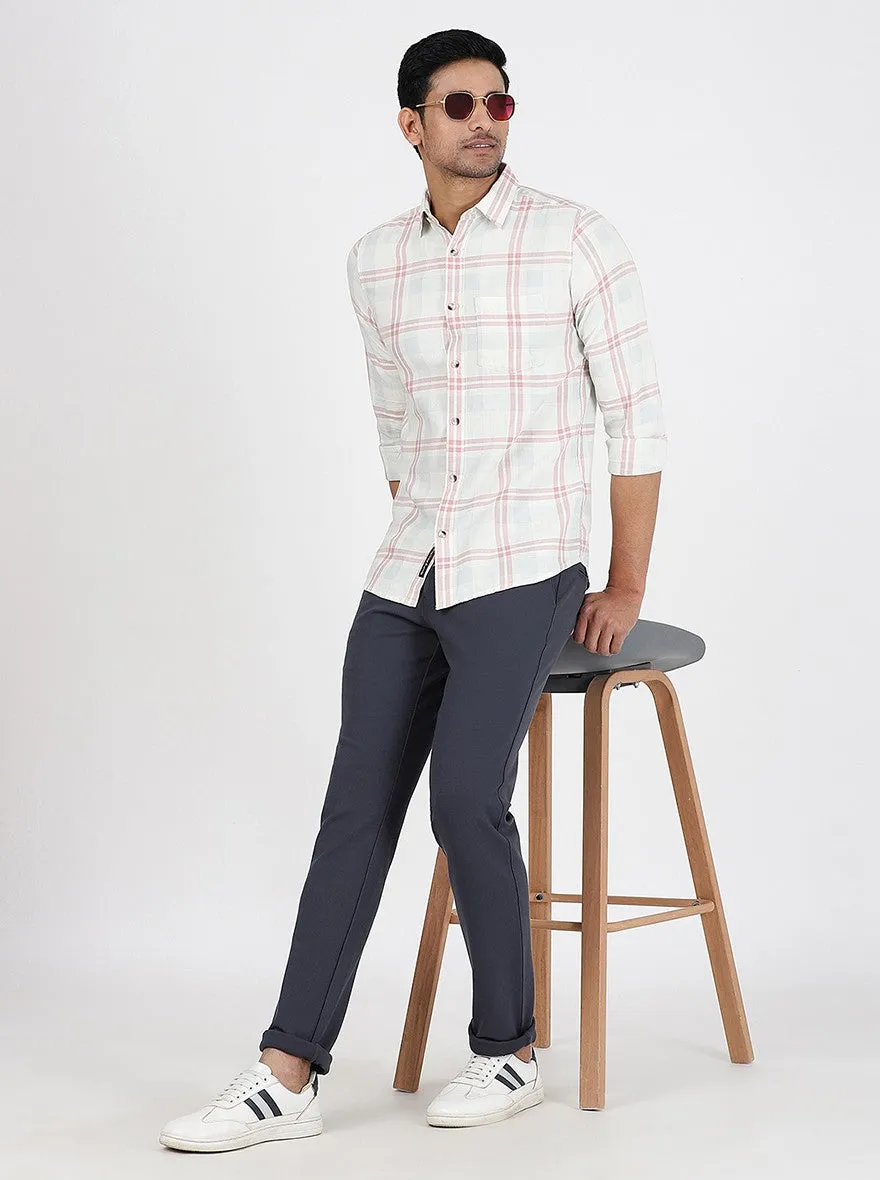 Pink Checked Slim Fit Casual Shirt | JadeBlue