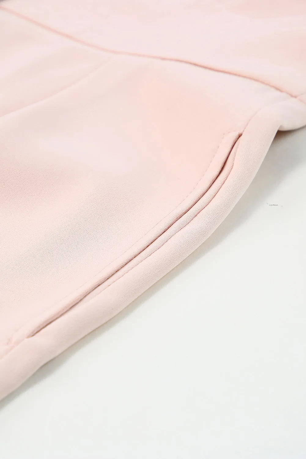 Pink Deep V Neck Buttoned High Waist Romper