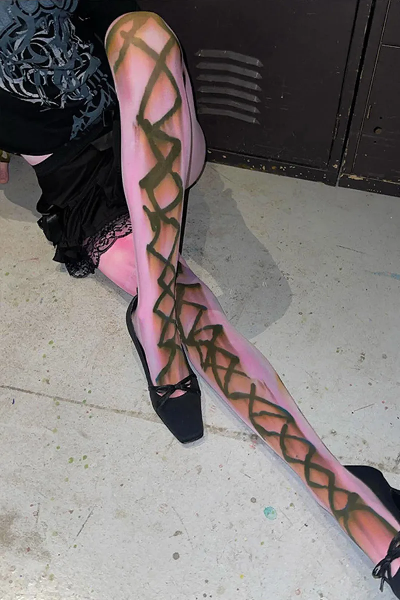 PM0367 Graphic Mesh Leggings