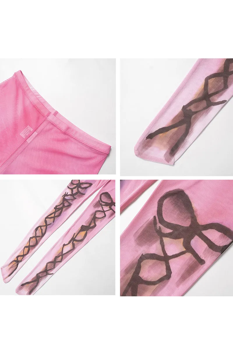 PM0367 Graphic Mesh Leggings