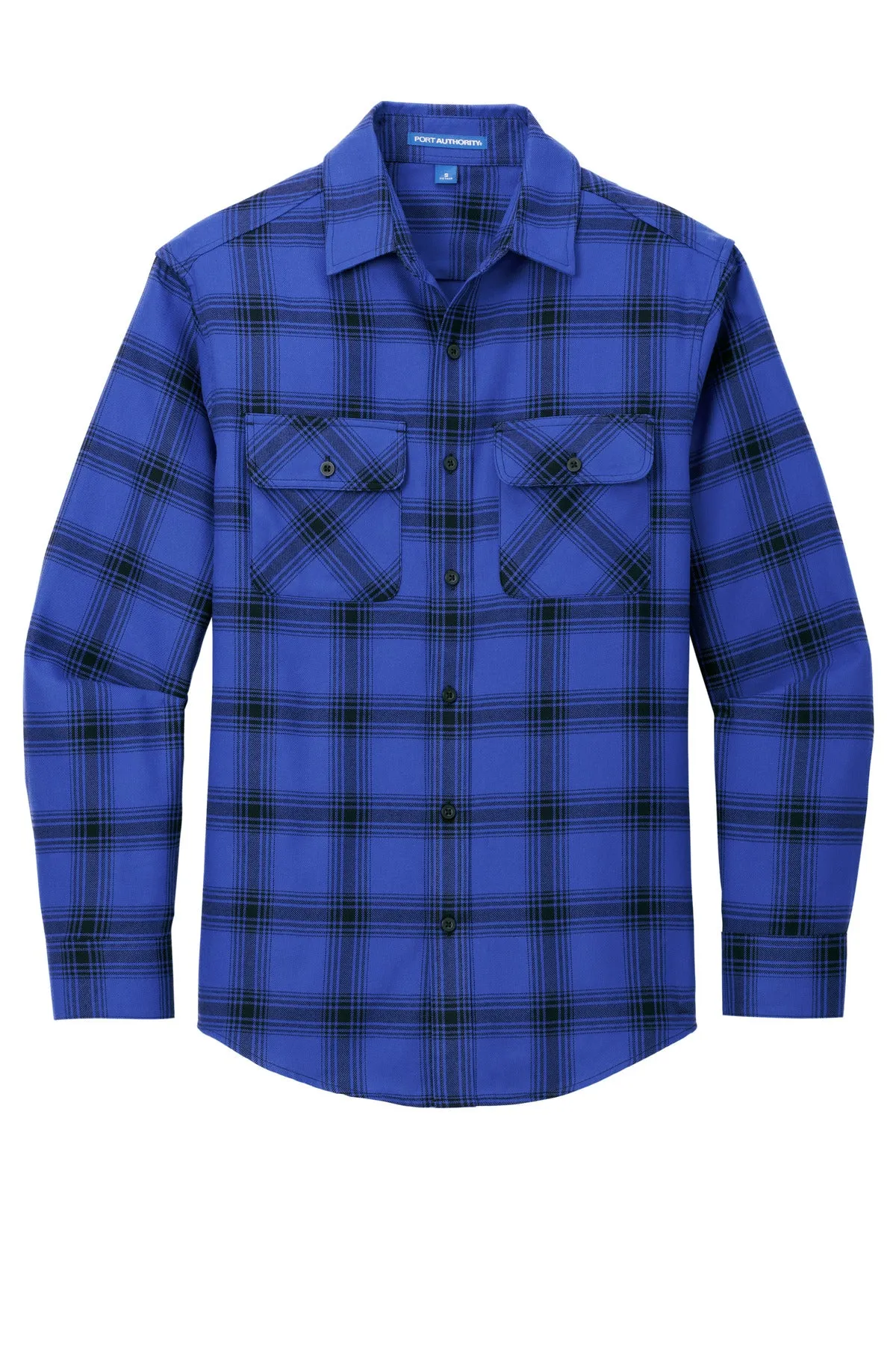Port Authority Plaid Flannel Shirt. W668 Royal/ Black Open Plaid