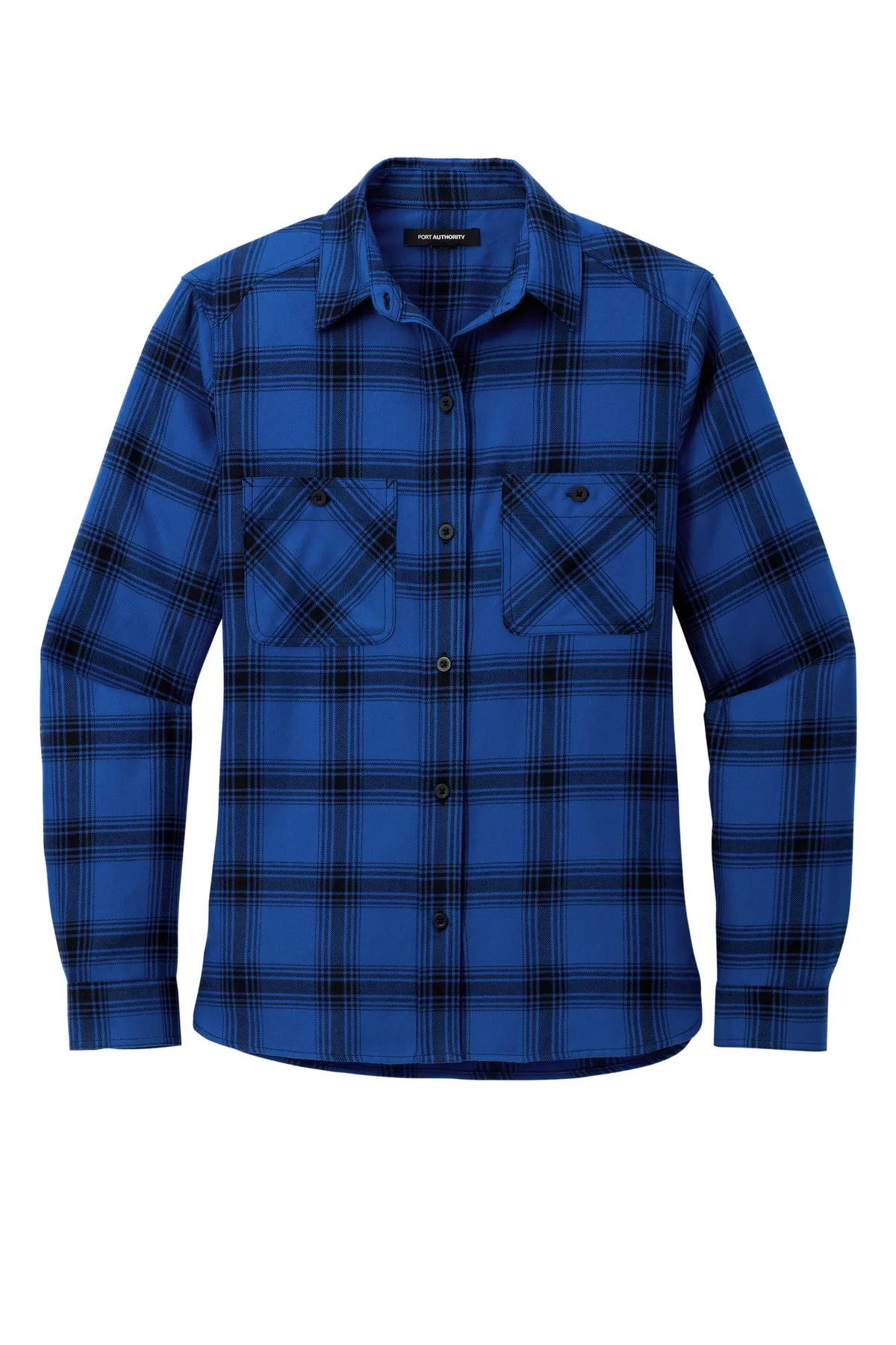 Port Authority Women's Plaid Flannel Shirt LW669 Royal/ Black Open Plaid