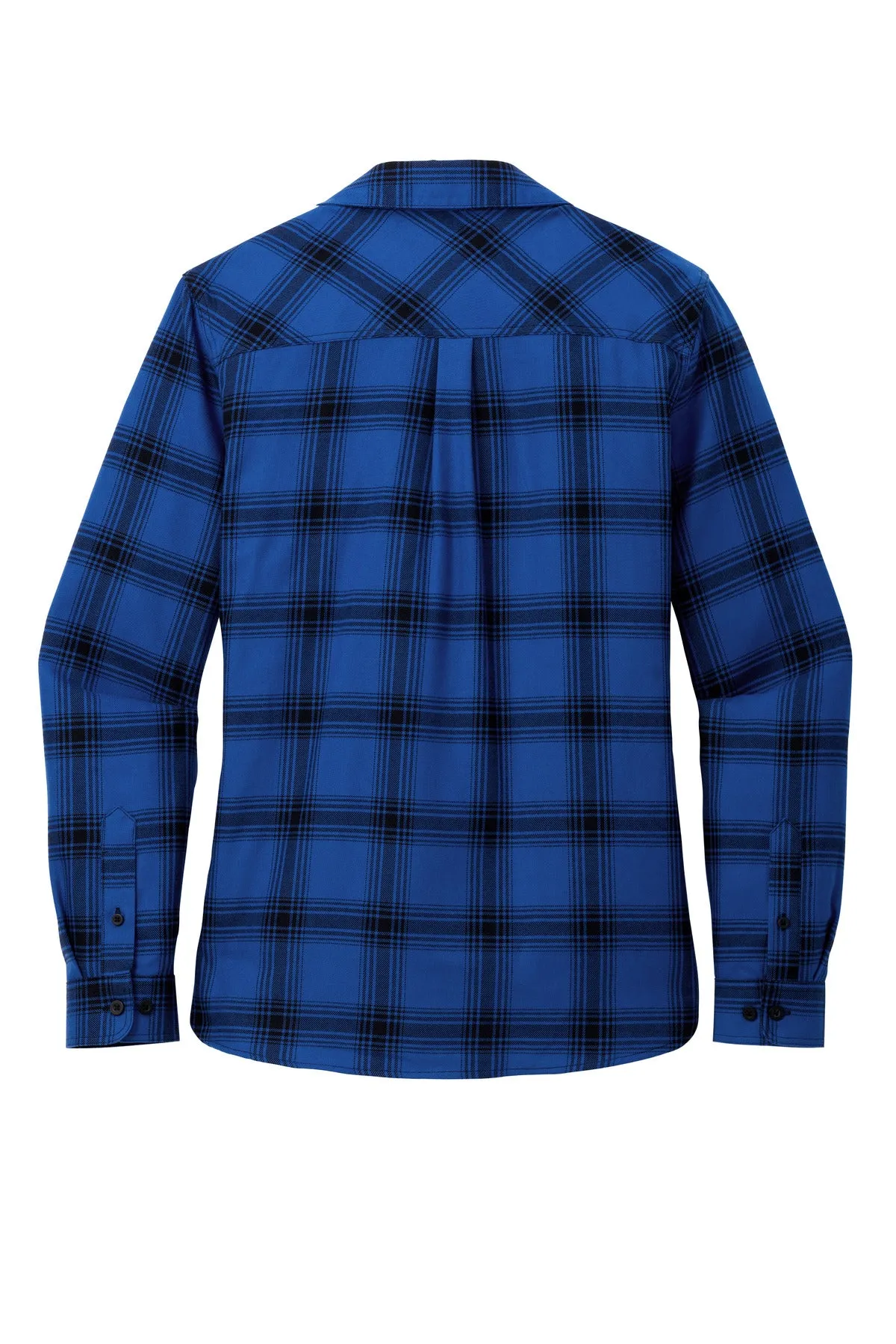 Port Authority Women's Plaid Flannel Shirt LW669 Royal/ Black Open Plaid