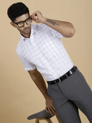 Purple Checked Regular Fit Formal Shirt | JadeBlue