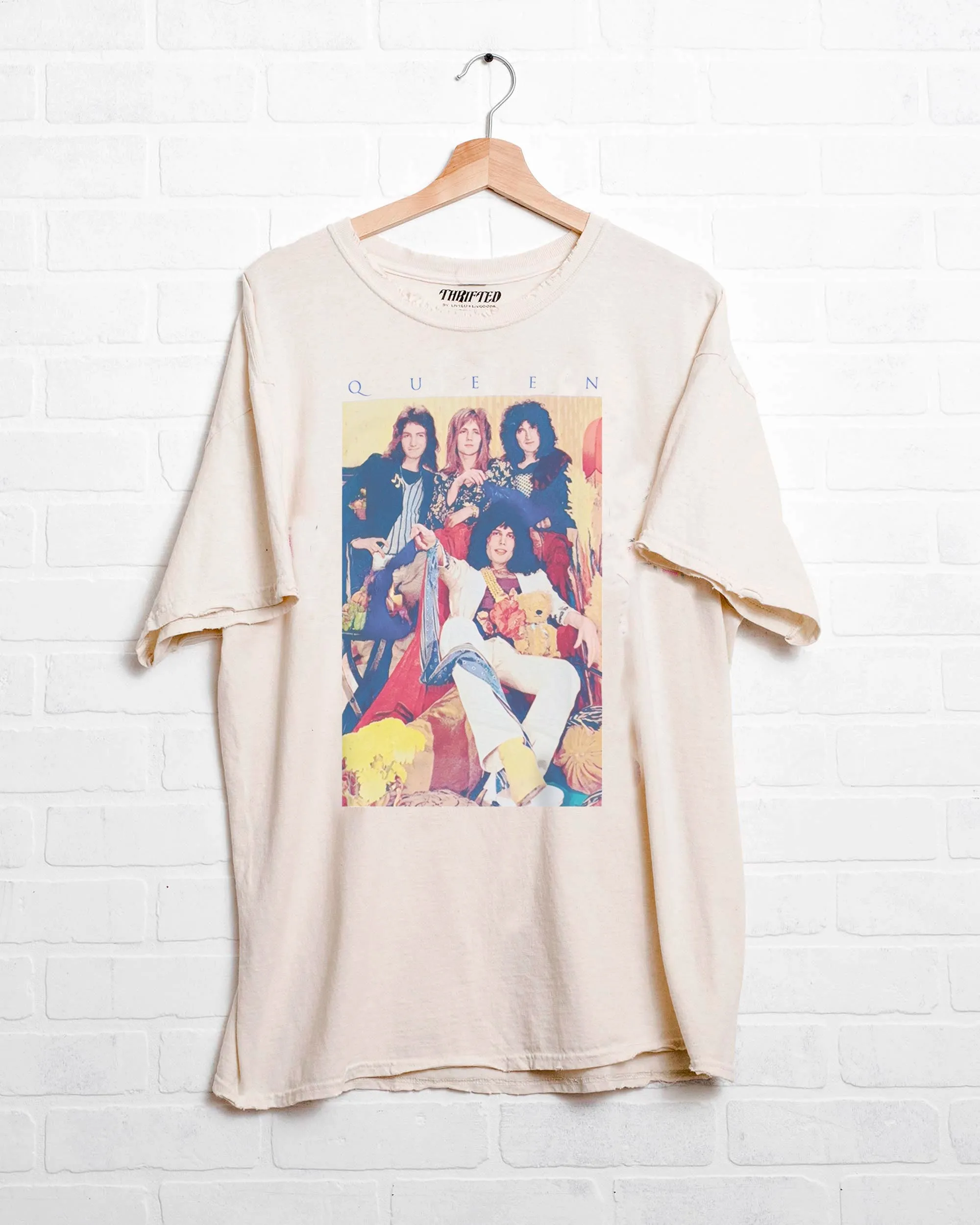 Queen Lounge Off White Thrifted Tee (FINAL SALE)