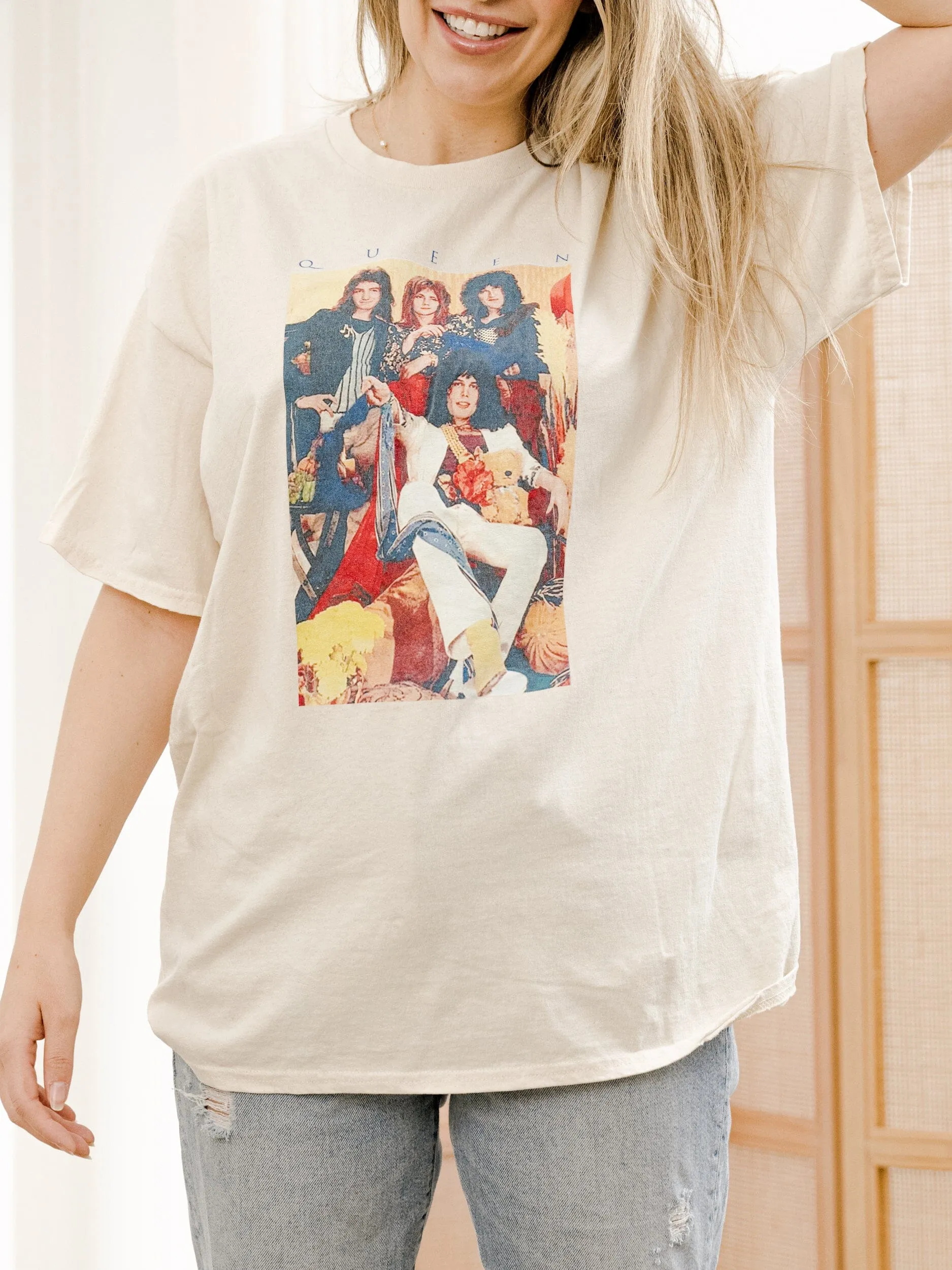 Queen Lounge Off White Thrifted Tee (FINAL SALE)