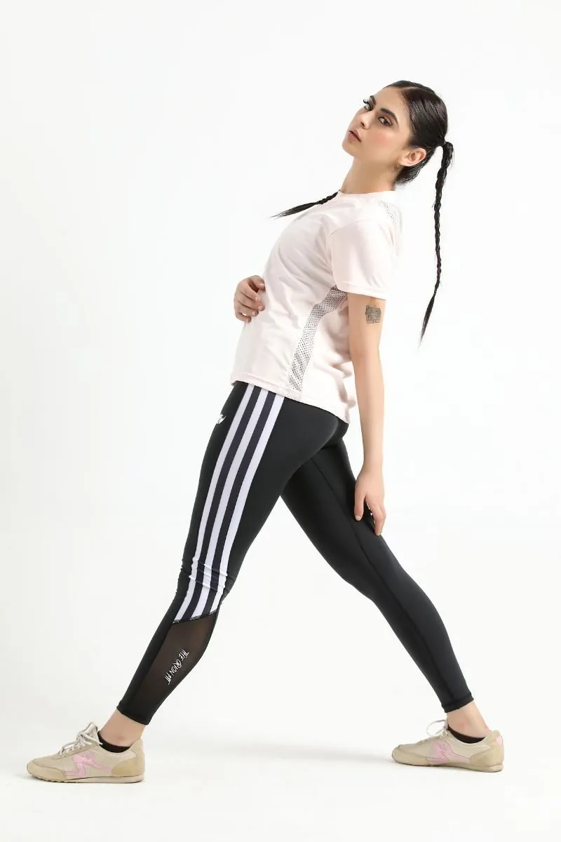 QUEEN MESH STRIPPED LEGGINGS