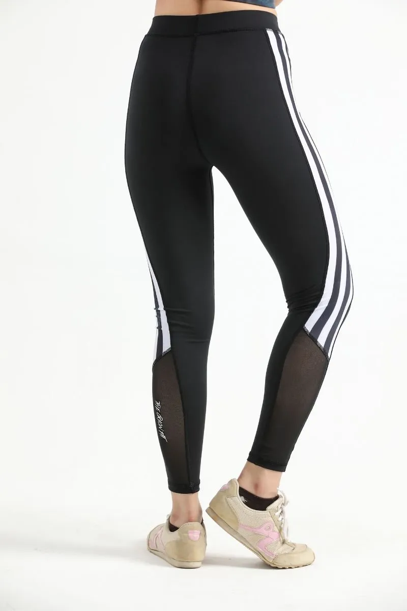 QUEEN MESH STRIPPED LEGGINGS