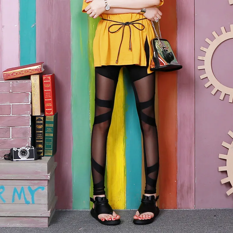 "BLACK MESH PANEL" LEGGINGS N042802