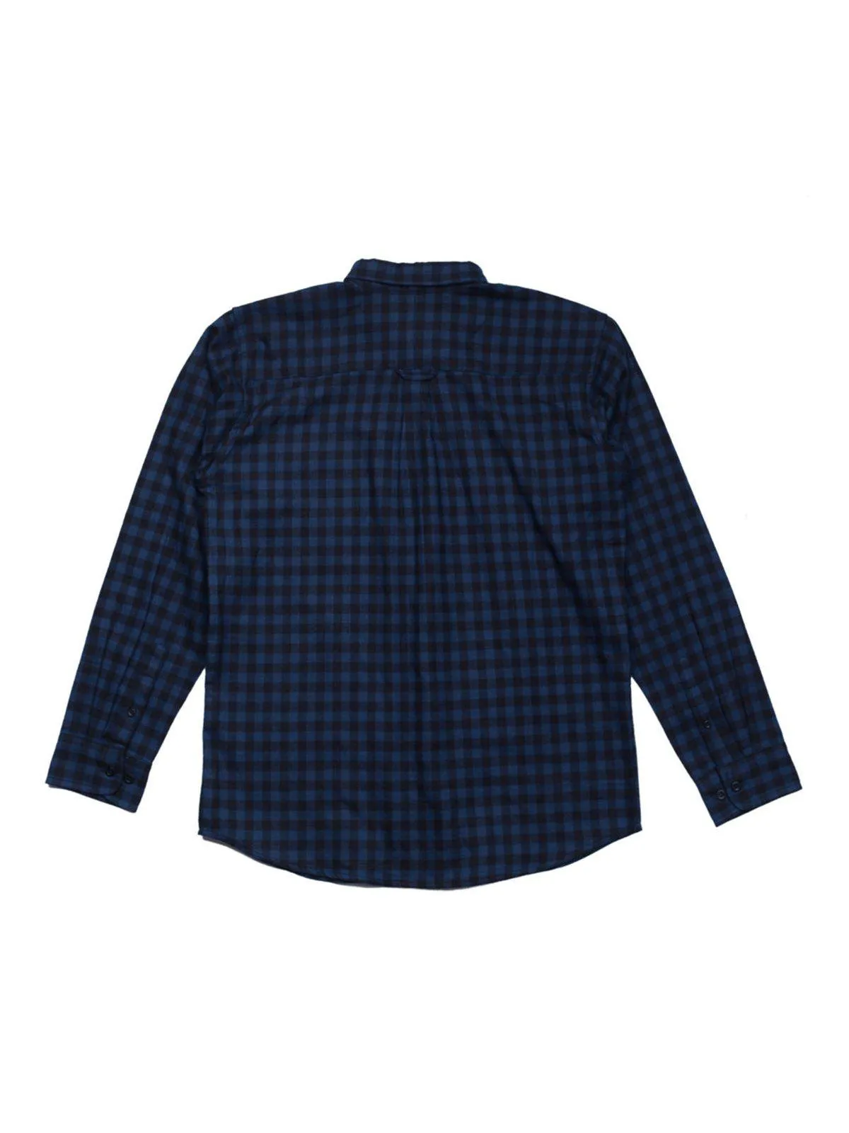 Qutn Button Down Double Pocket LS Blue Black Minicheck Flannel