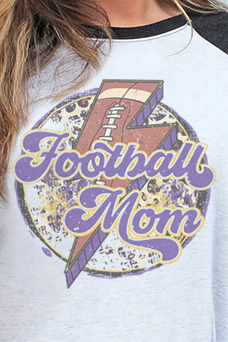 Rad Circle Football Mom Purple Tri-Blend Unisex 3/4 Raglan