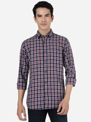 Red Checked Slim Fit Casual Shirt | JadeBlue